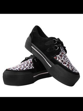 T.U.K. A3137 Leopard Suede Platform Creeper Sneakers Women’s 9